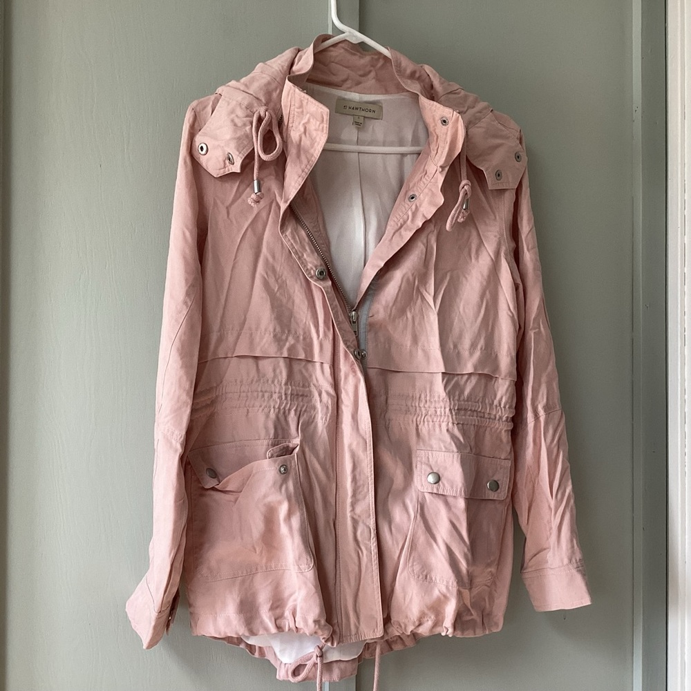 41 Hawthorn Women Small Lyocell Utility Jacket Removable Hood Blush Pink